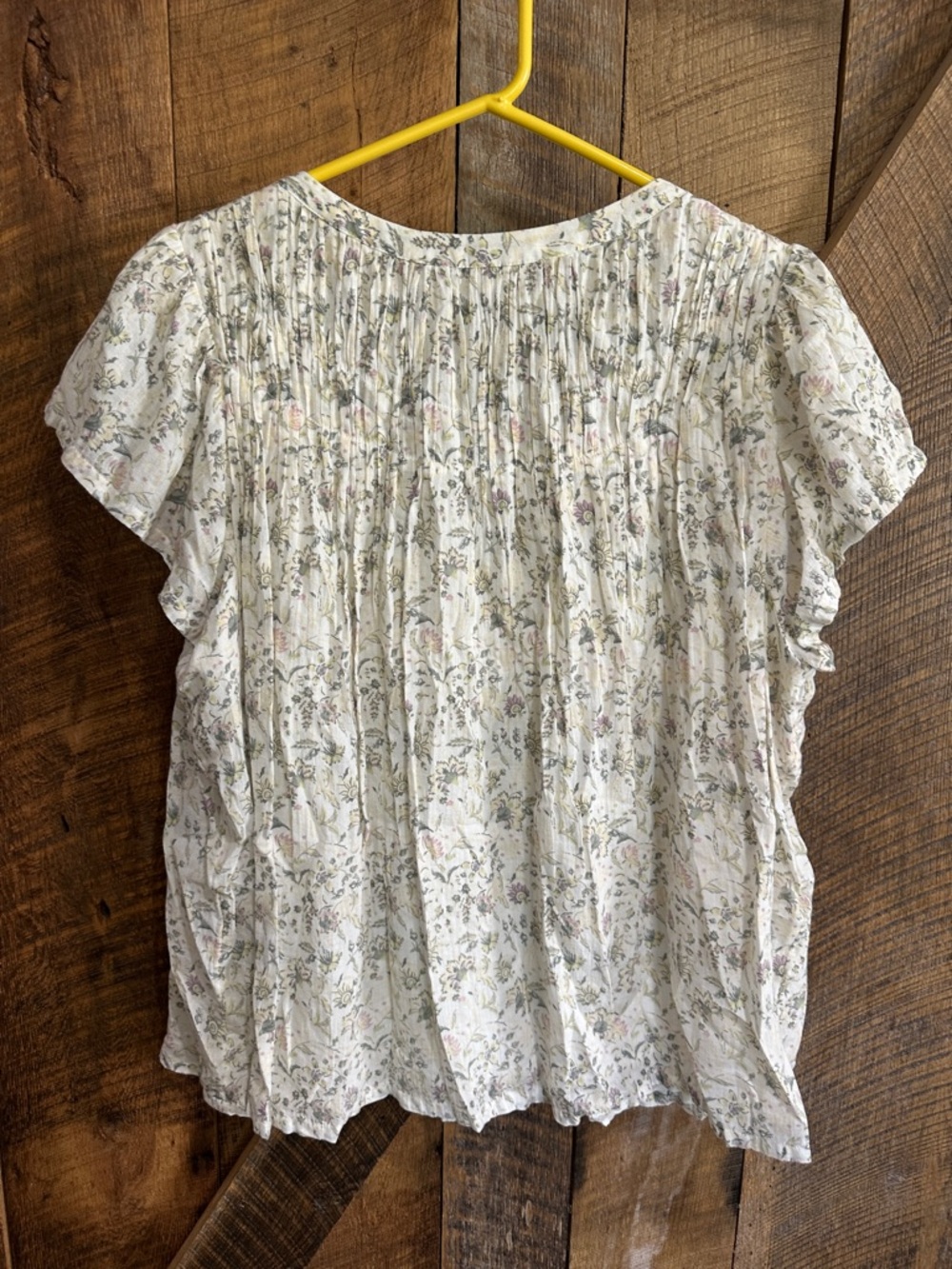 Lucky Brand Floral Flutter Sleeve Cotton Top F01 - Picture 6 of 10